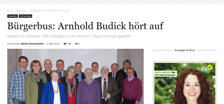 NRWZ Artikel: Arnhold Budick hört auf