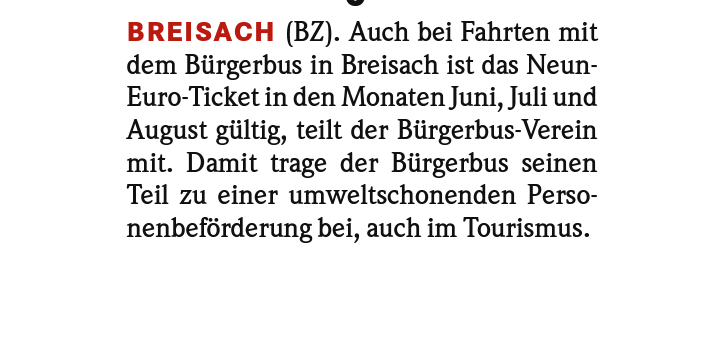 9 EUR Ticket gilt auch im Schramberger BürgerBus