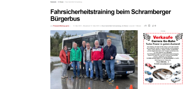 NRWZ Artikel: Fahrsicherheitstraining beim Schramberger Bürgerbus
